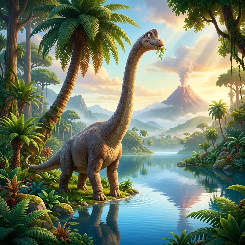 Braquiosaurio junto al lago