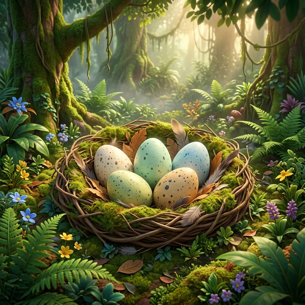 Nido con huevos de dinosaurio