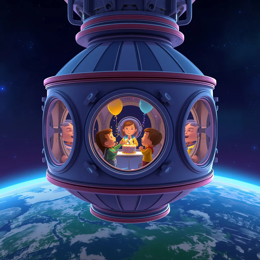 Estación espacial con fiesta
