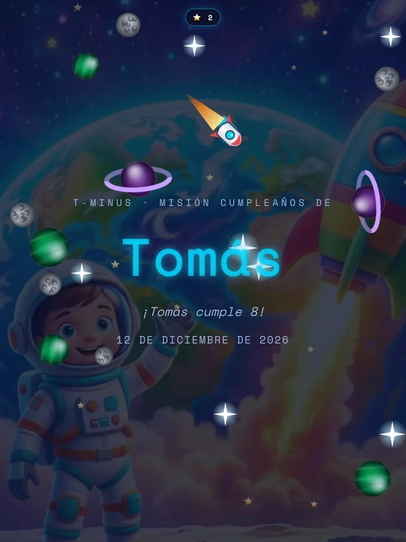 Invitación digital Aventura Espacial