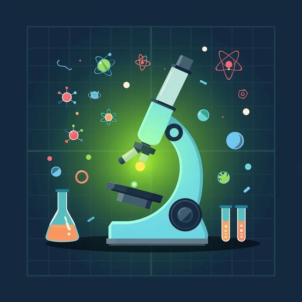 Microscopio con neón verde