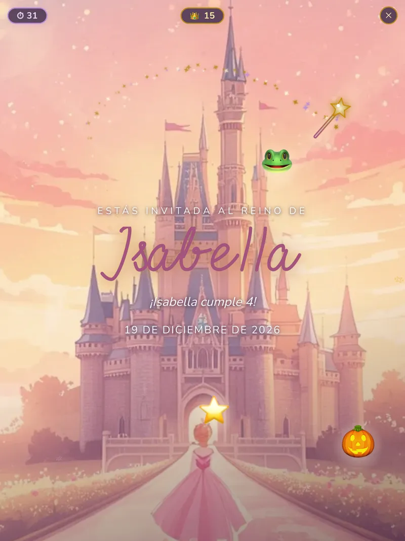 Invitación digital Princesas Mágicas