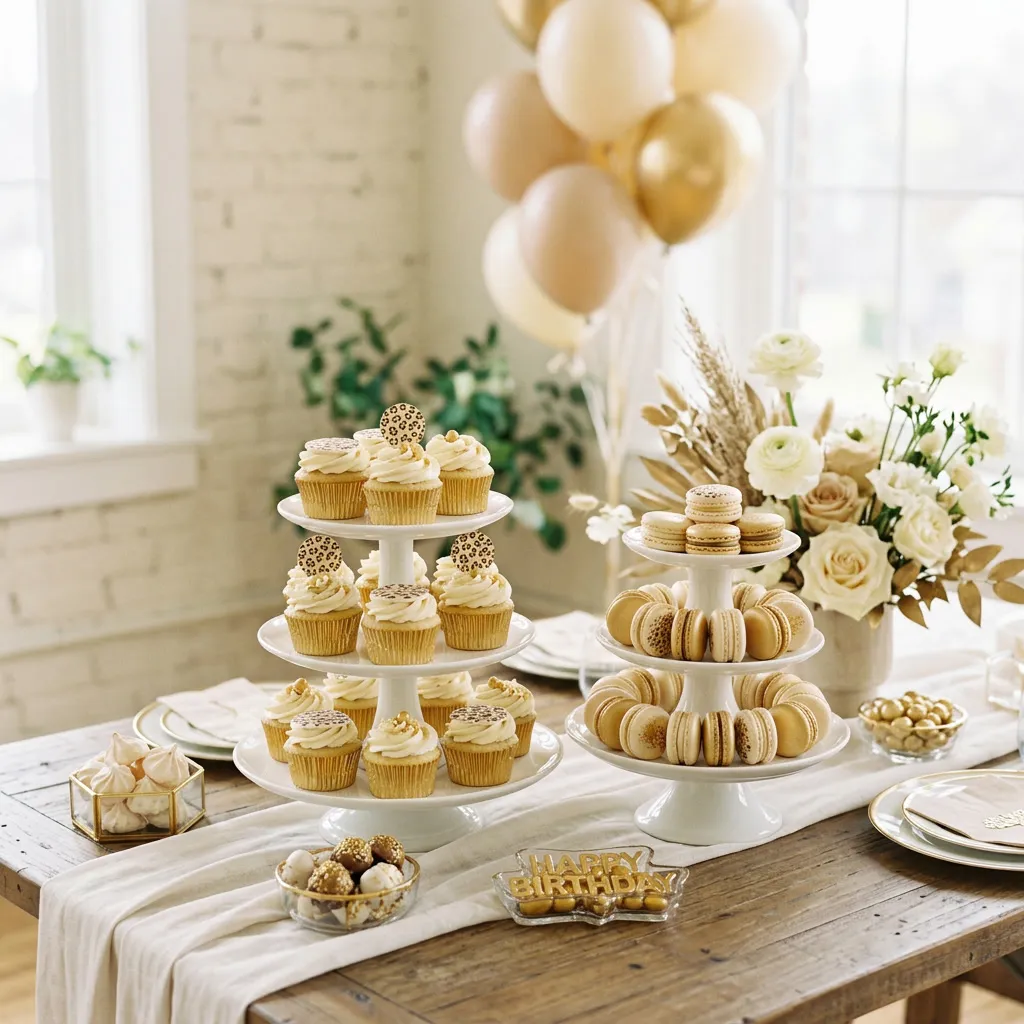 Torre de copas de champagne y cocktails con borde dorado sobre una bandeja con estampado leopardo