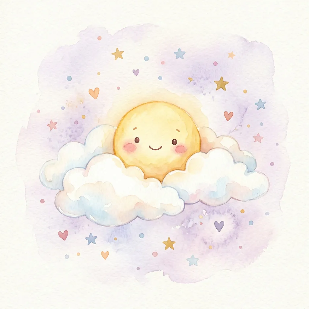 Solcito tierno sonriente entre nubes