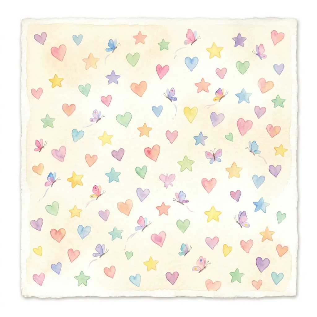 Cielo de corazones y estrellas pastel arcoíris flotando