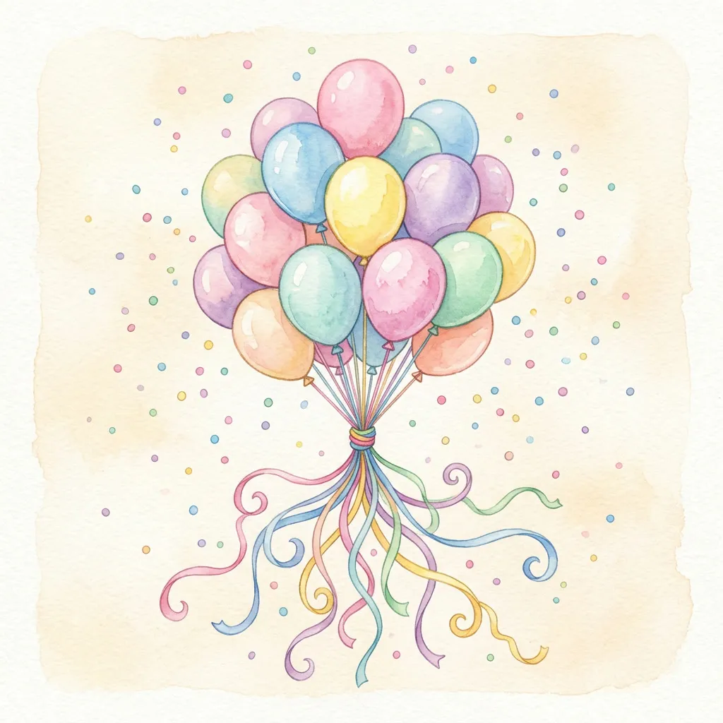 Racimo de globos pastel con cintas onduladas