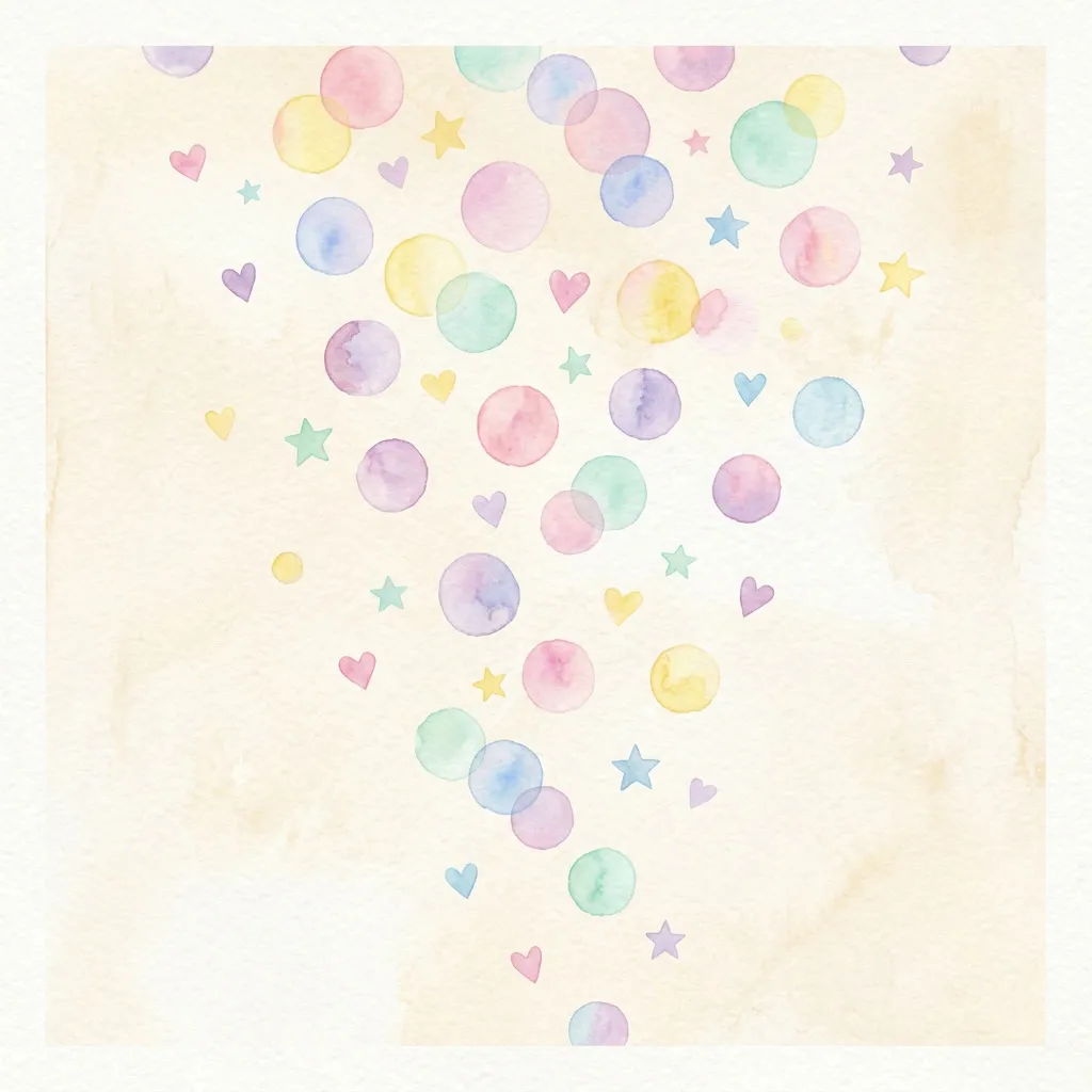 Confetti circular pastel cayendo sobre cielo crema