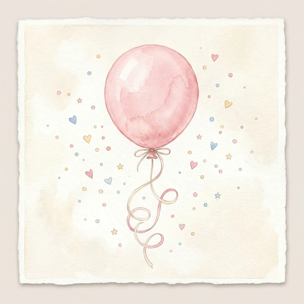 Globo pastel rosa solo flotando con cinta ondulada