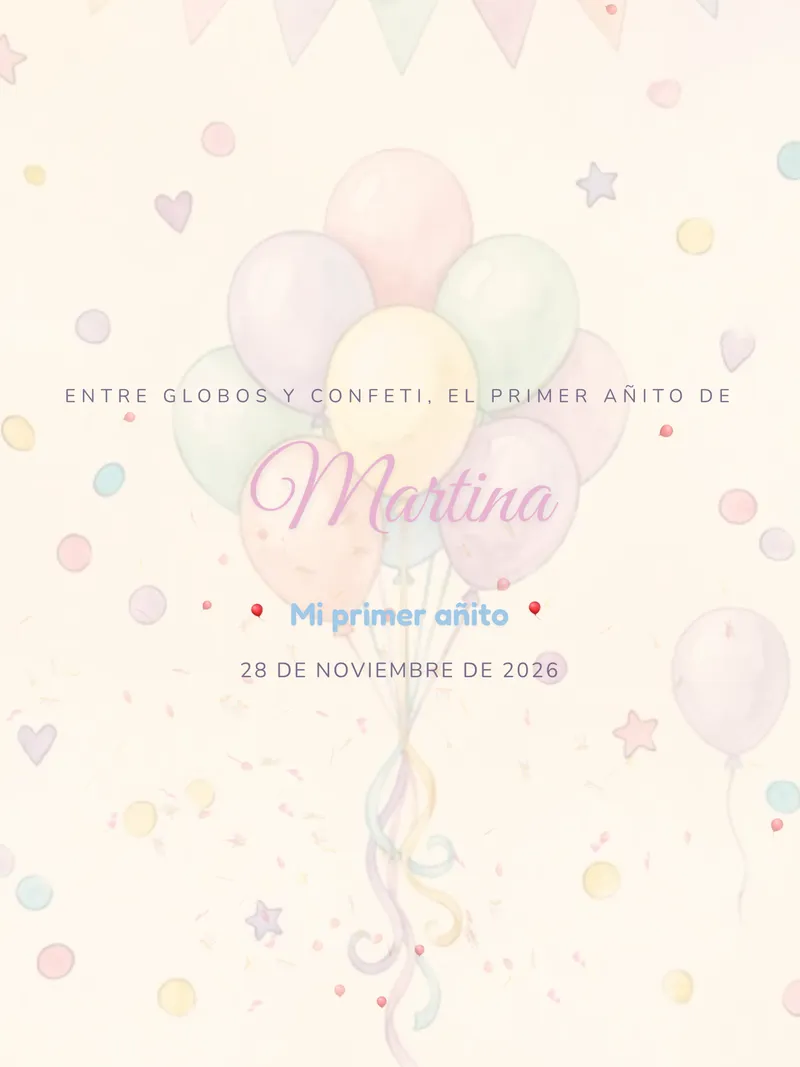 Invitación digital Globitos Pastel
