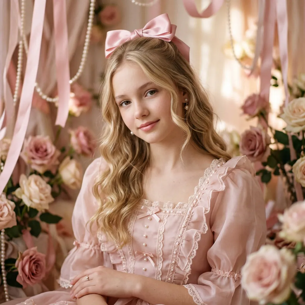 Pointe shoes rosa pálido con cintas largas y pétalos de rosa