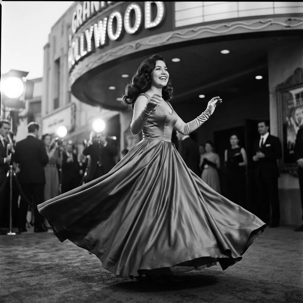 Vanity de estrella de Hollywood con espejo de bombillas, perlas y rosa roja